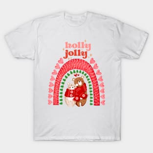 Holly Jolly Merry Christmas Boho Rainbow T-Shirt